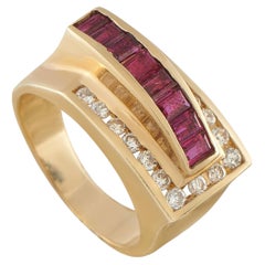 14K Yellow Gold 0.36ct Diamond and Ruby Ring MF27-062526