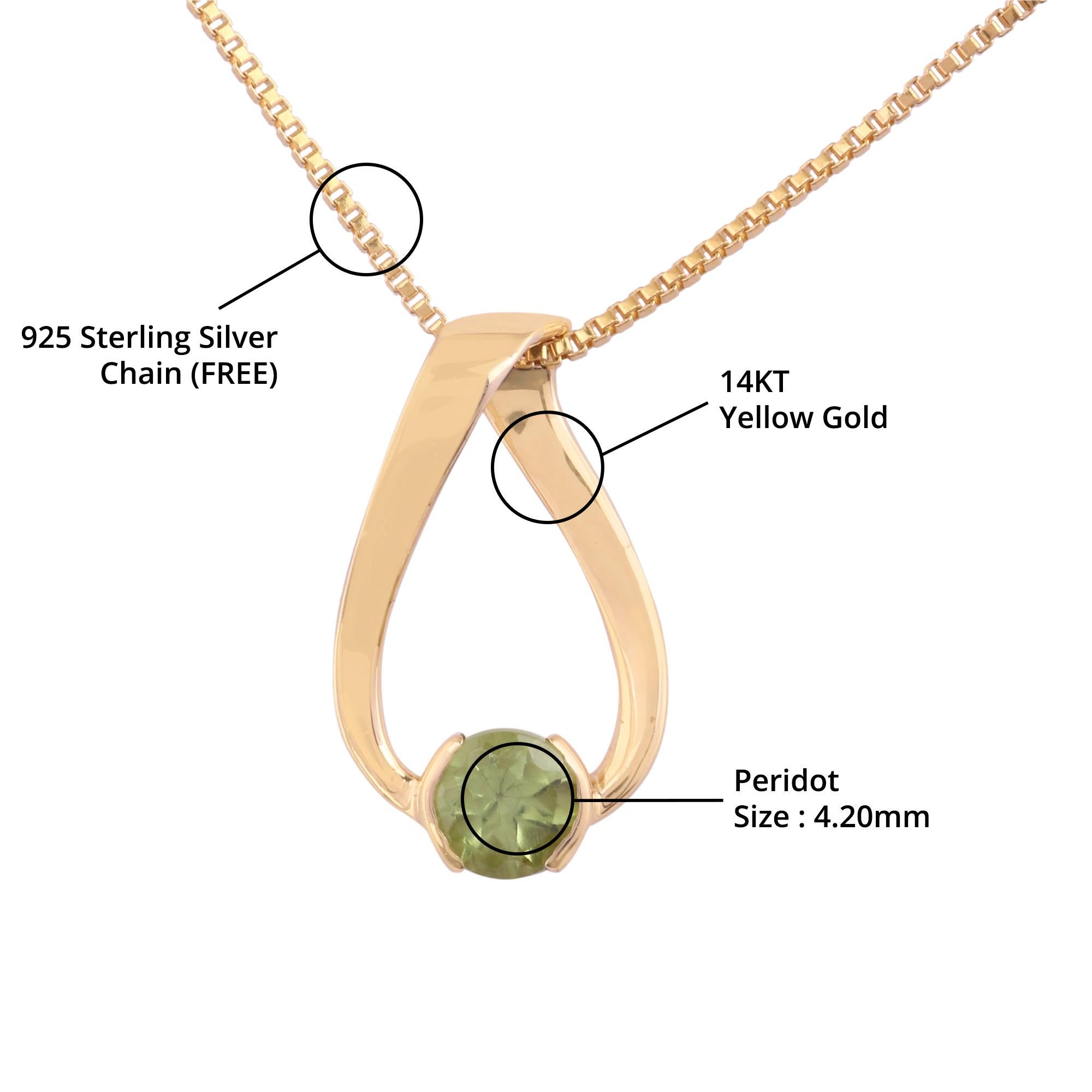 Item details:-

✦ SKU:- JPD00175YYY

✦ Material :- Gold

✦ Metal Purity : 14K Yellow Gold

✦ Gemstone Specification:- 
✧ Natural Round Peridot - 4.20mm - 1 Pc


✦ Approx. Round Natural Peridot Weight : 0.375 Carat


✦ Approx. Item Gross Weight:-