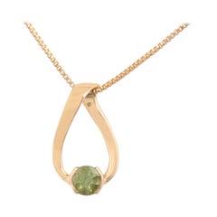14K Yellow Gold 0.375 Ctw Natural Peridot Solid Dainty Charm Teardrop Pendant