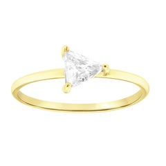 Anillo solitario de oro amarillo de 14 quilates con diamante trillón sal y pimienta de 0,38 quilates