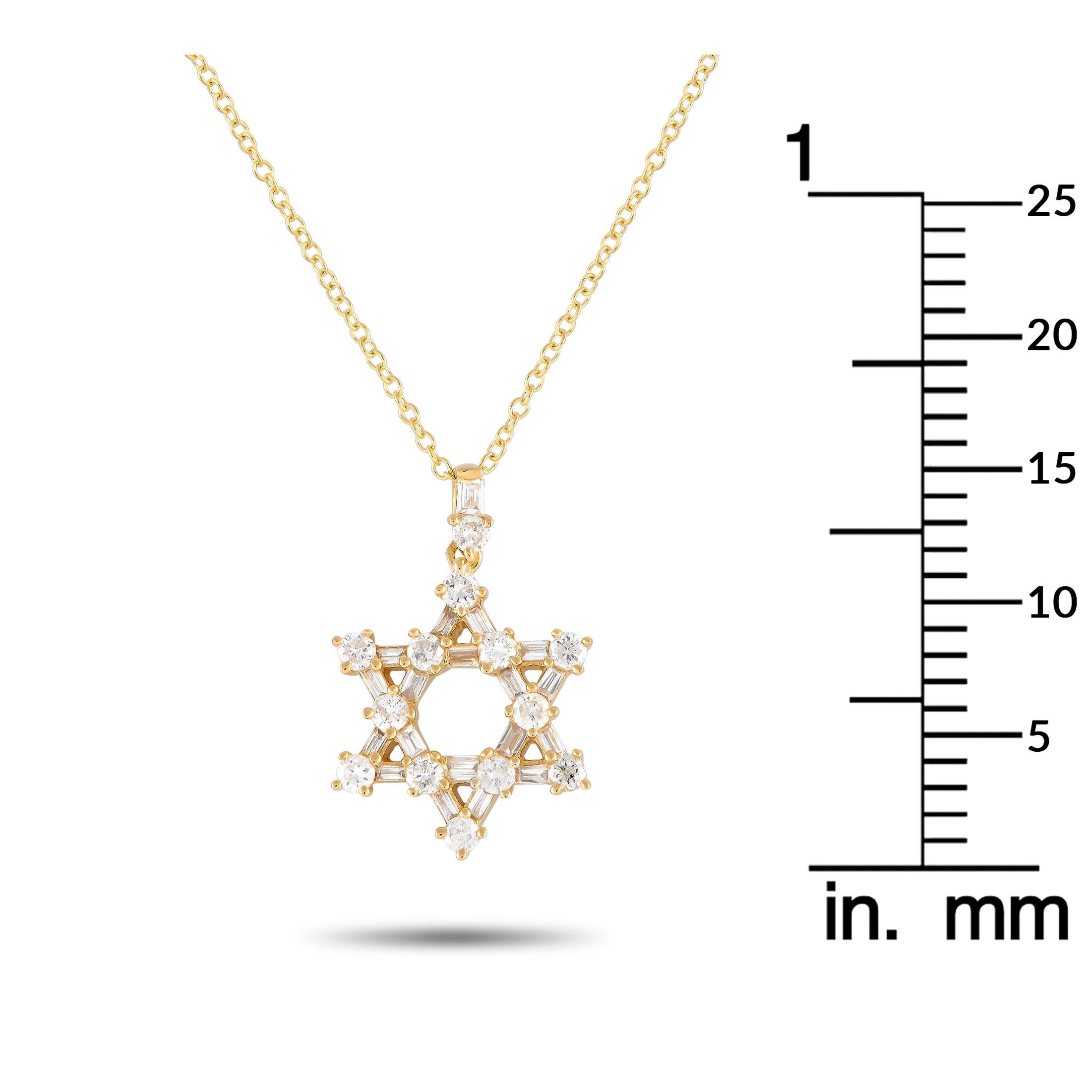 14K Yellow Gold 0.38ct Diamond Star of David Necklace PN15241-Y In New Condition For Sale In Southampton, PA