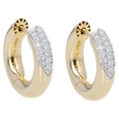 14K Yellow Gold 0.40 Carat Diamond Donut Hoop Earrings