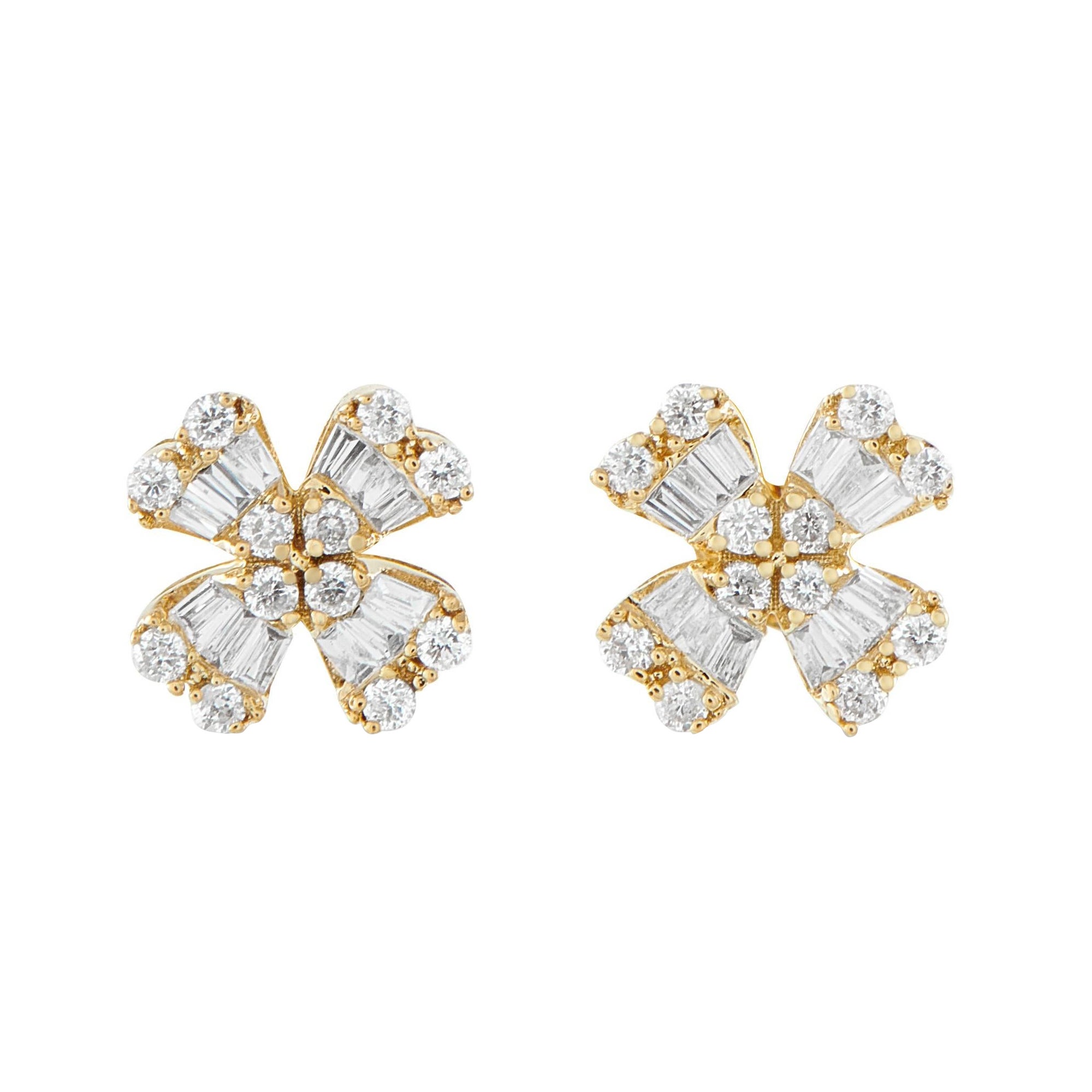 14K Yellow Gold 0.40ct Diamond Four Petal Stud Earrings ER29992-Y