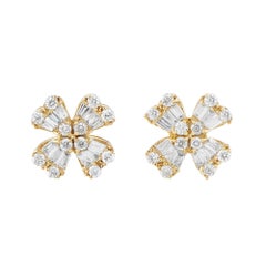 14K Yellow Gold 0.40ct Diamond Four Petal Stud Earrings ER29992-Y