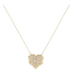 14K Yellow Gold 0.40ct Diamond Heart Pendant Necklace PN16833-Y