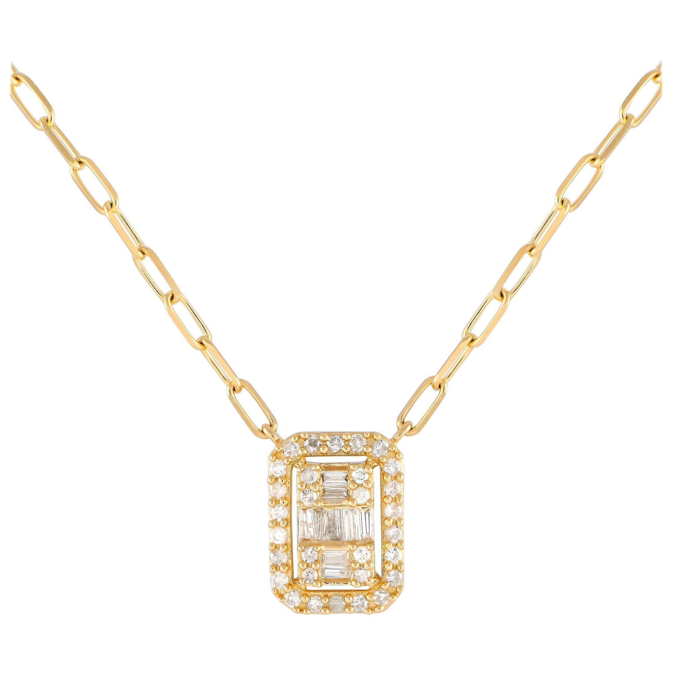 Collar de diamantes de 0,40 ct en oro amarillo de 14 quilates NK01469