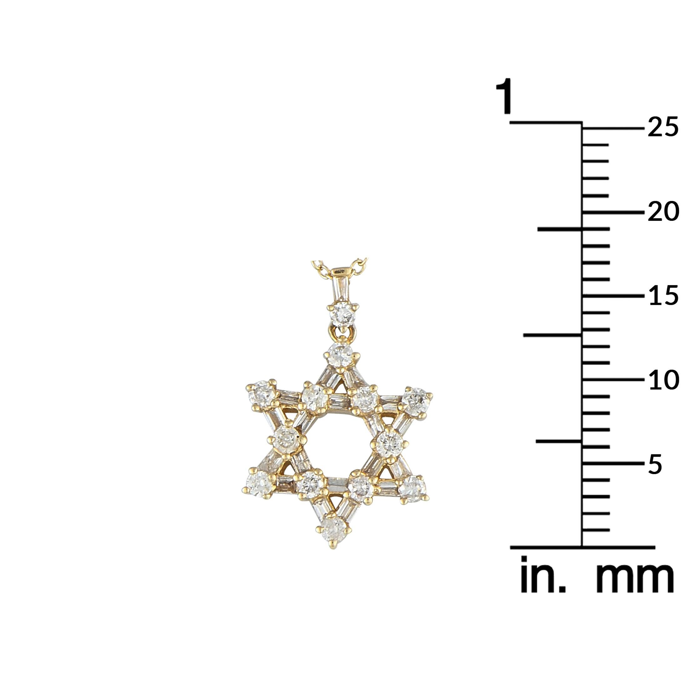 14K Yellow Gold 0.40ct Diamond Star of David Necklace In New Condition For Sale In Southampton, PA