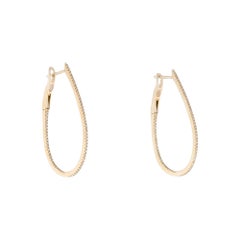 14 Karat Yellow Gold 0.43 Carat Diamond Pear Shape Hoop Earrings