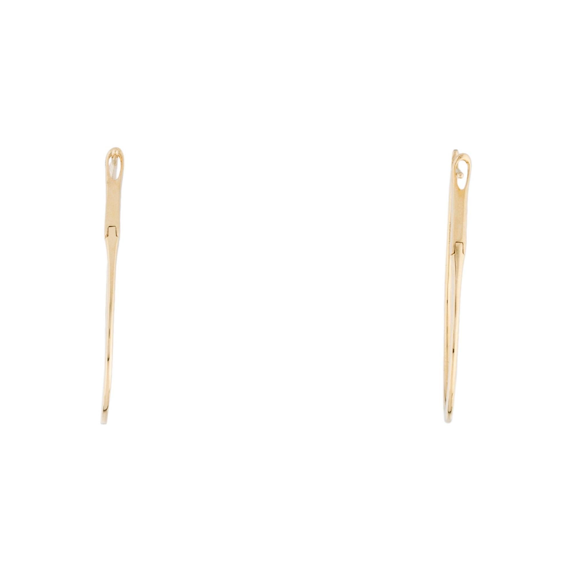 Single Cut 14 Karat Yellow Gold 0.43 Carat Diamond Pear Shape Hoop Earrings For Sale