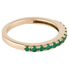 14K Yellow Gold 0.43ctw Round Emerald Band Ring, Size 7  Modified Brilliant Eme