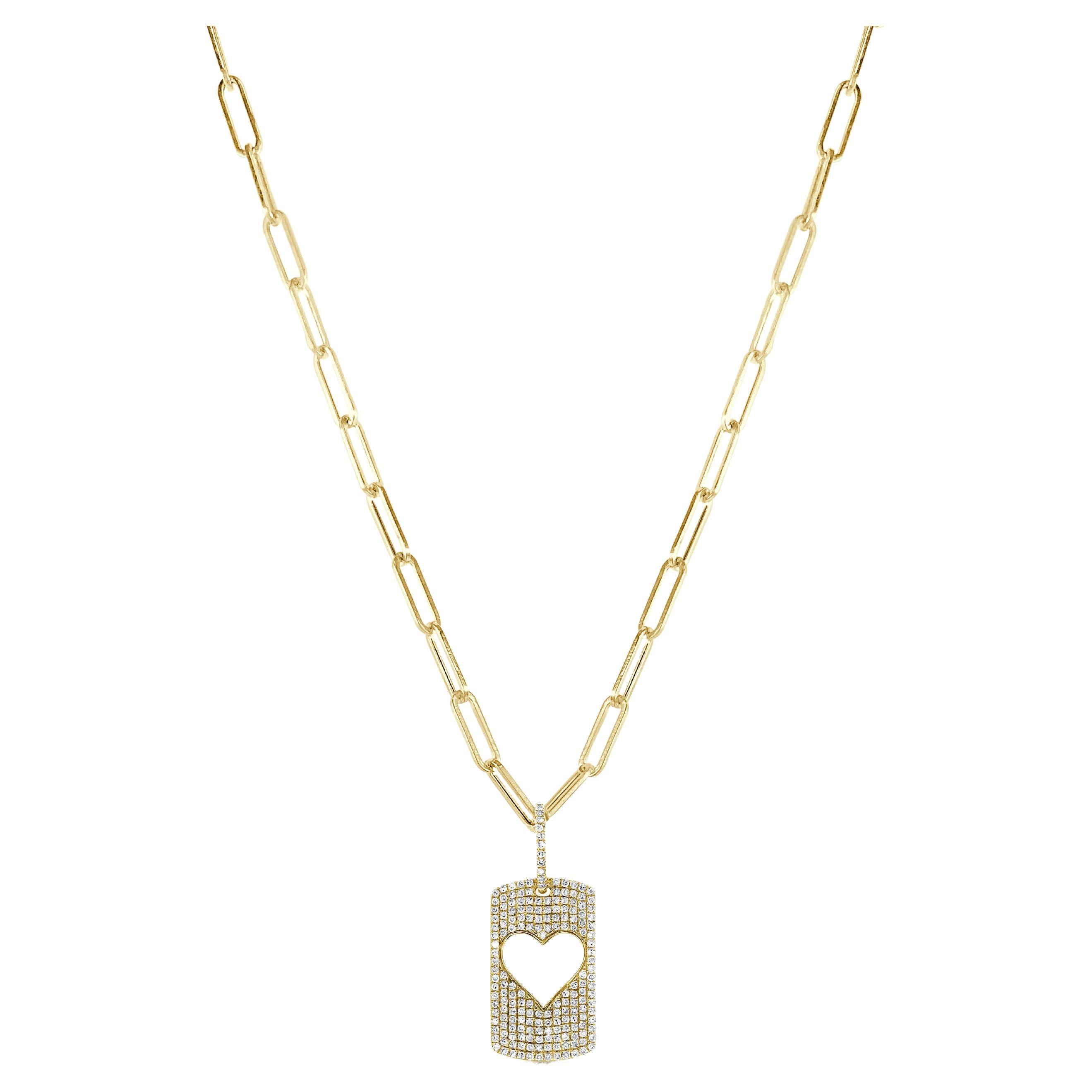 14k Yellow Gold 0.45 TDW Heart Charm Link Necklace