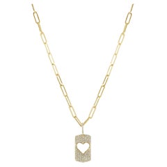 14k Yellow Gold 0.45 TDW Heart Charm Link Necklace