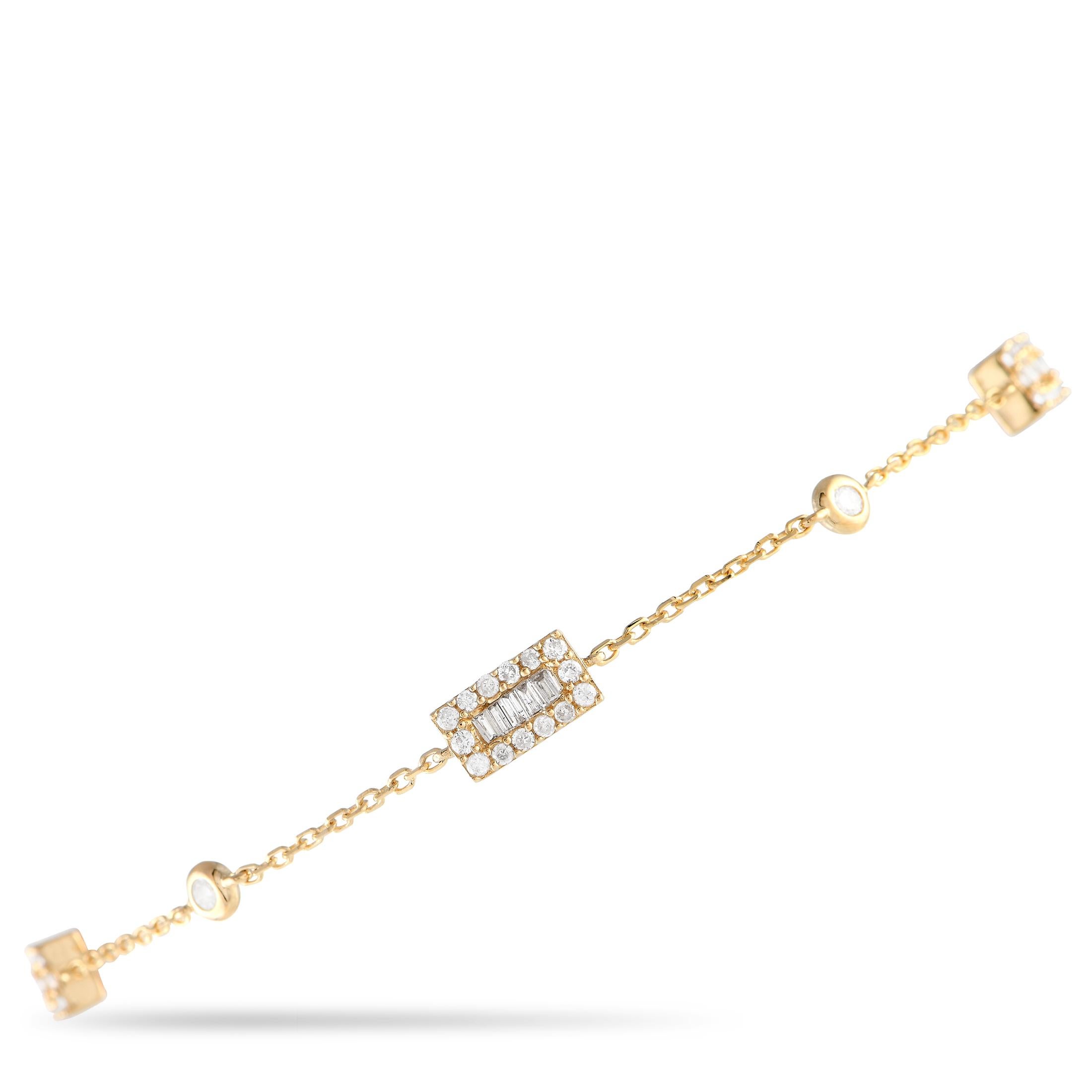 14K Yellow Gold 0.45ct Diamon Bracelet In New Condition For Sale In Southampton, PA
