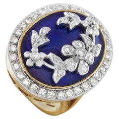 14K Gelbgold 0,45ct Diamant und Emaille Ring MF26-031726