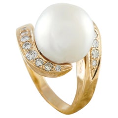 14K Yellow Gold 0.45ct Diamond and Pearl Ring MF31-050126