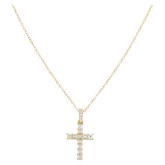 14K Yellow Gold 0.45ct Diamond Cross Necklace CR1419-Y