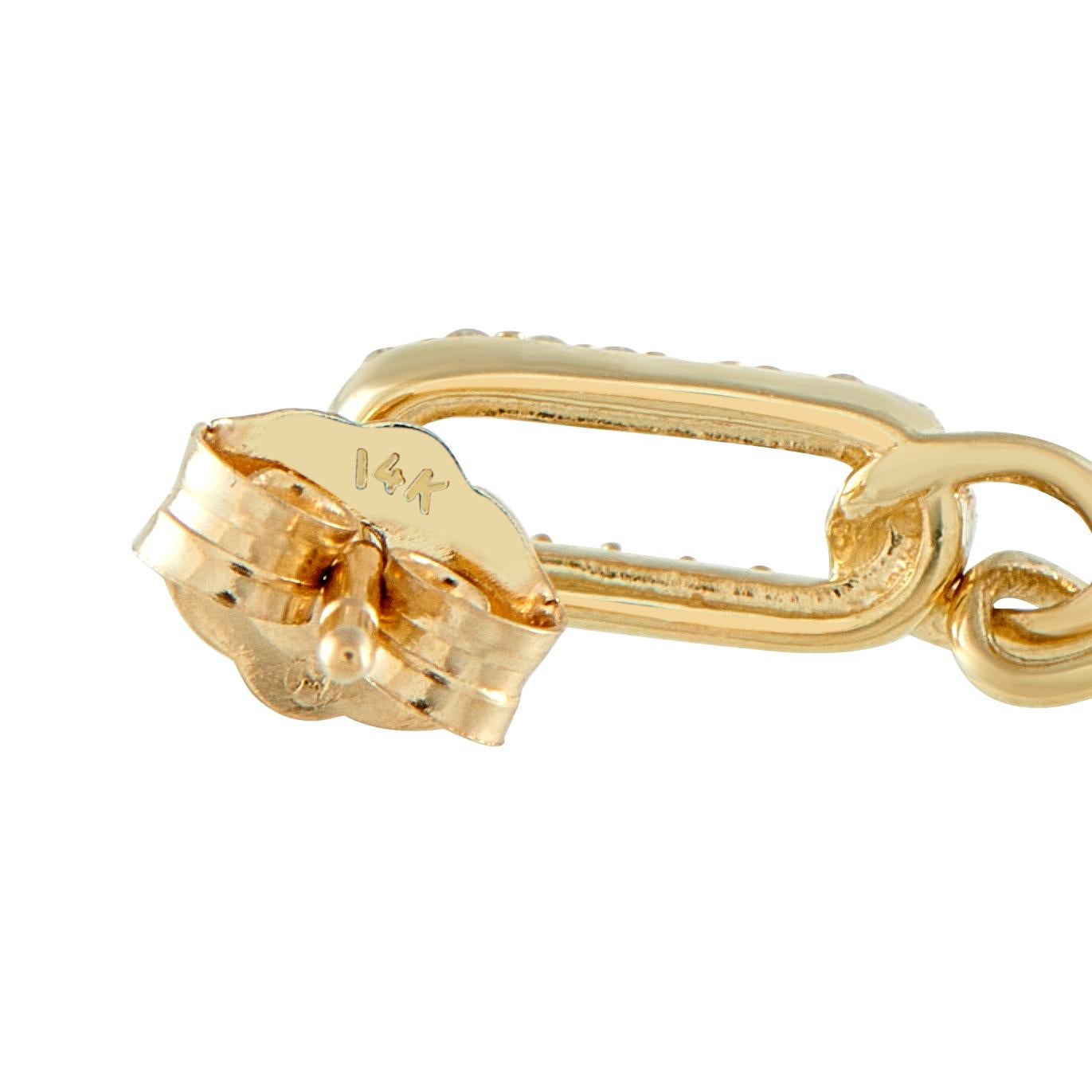 Round Cut 14K Yellow Gold 0.45ct Diamond Oval Drop Earrings ER29998-Y For Sale