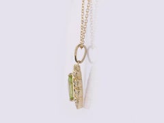 14K Yellow Gold 0.47 Cts Peridot Diamond Pendant Necklace