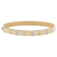 Bracelet à charnière en or jaune 14K 0.48 CT Natural Diamond Ribbed Fluted