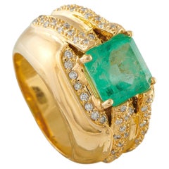 14K Yellow Gold 0.50ct Diamond and Emerald Ring MF41-062526