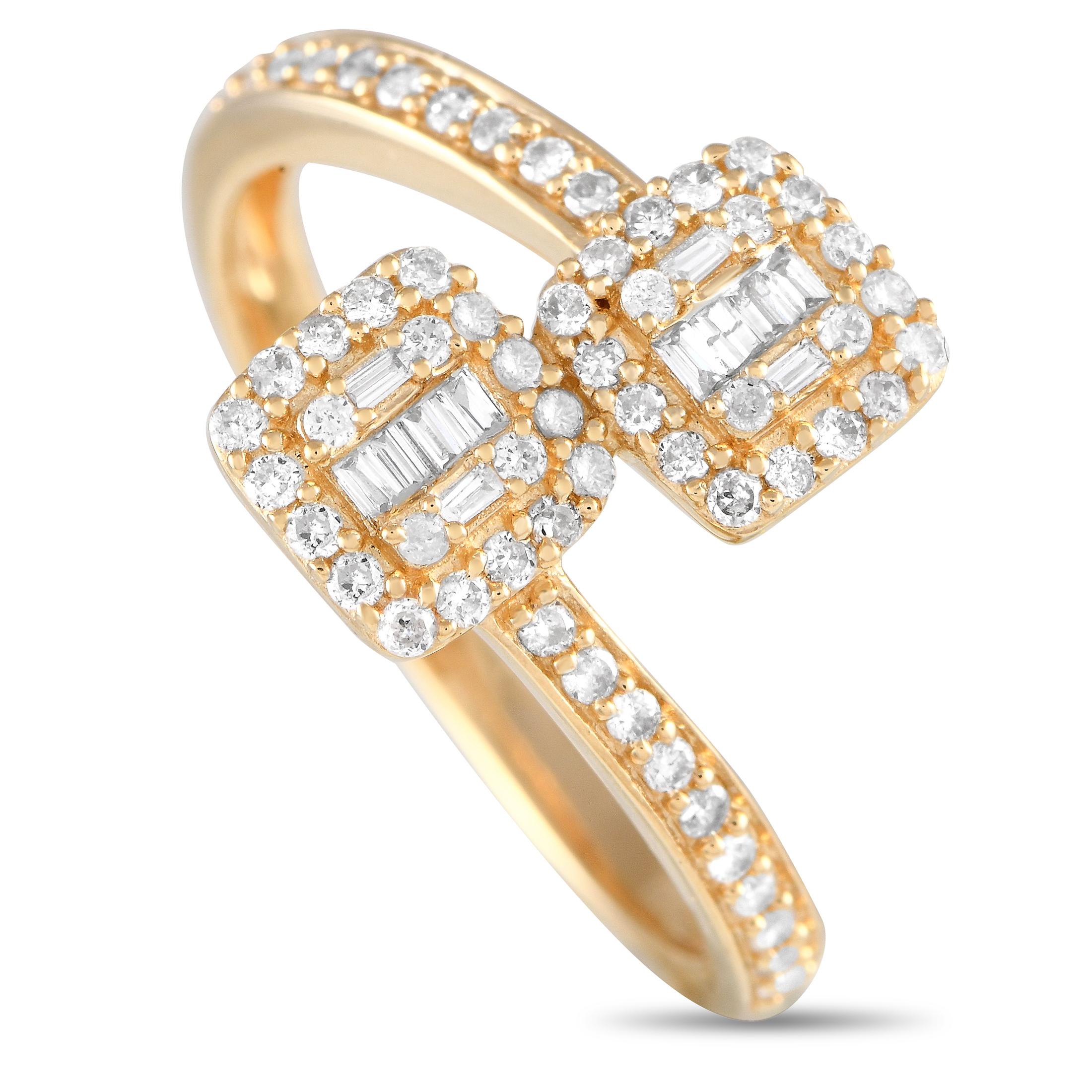 Bypass-Ring aus 14 Karat Gelbgold mit 0,50 Karat Diamant im Zustand „Neu“ im Angebot in Southampton, PA