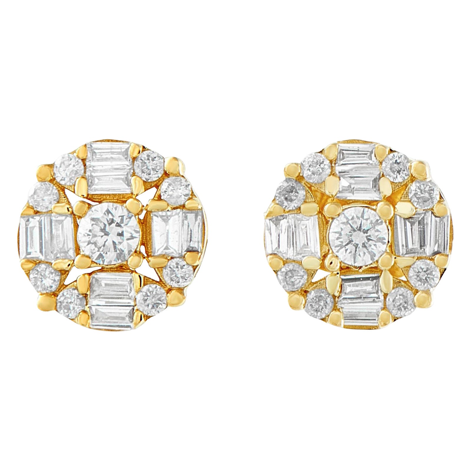 14K Yellow Gold 0.50ct Diamond Cluster Round Earrings ER29996