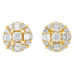 14K Yellow Gold 0.50ct Diamond Cluster Round Earrings ER29996