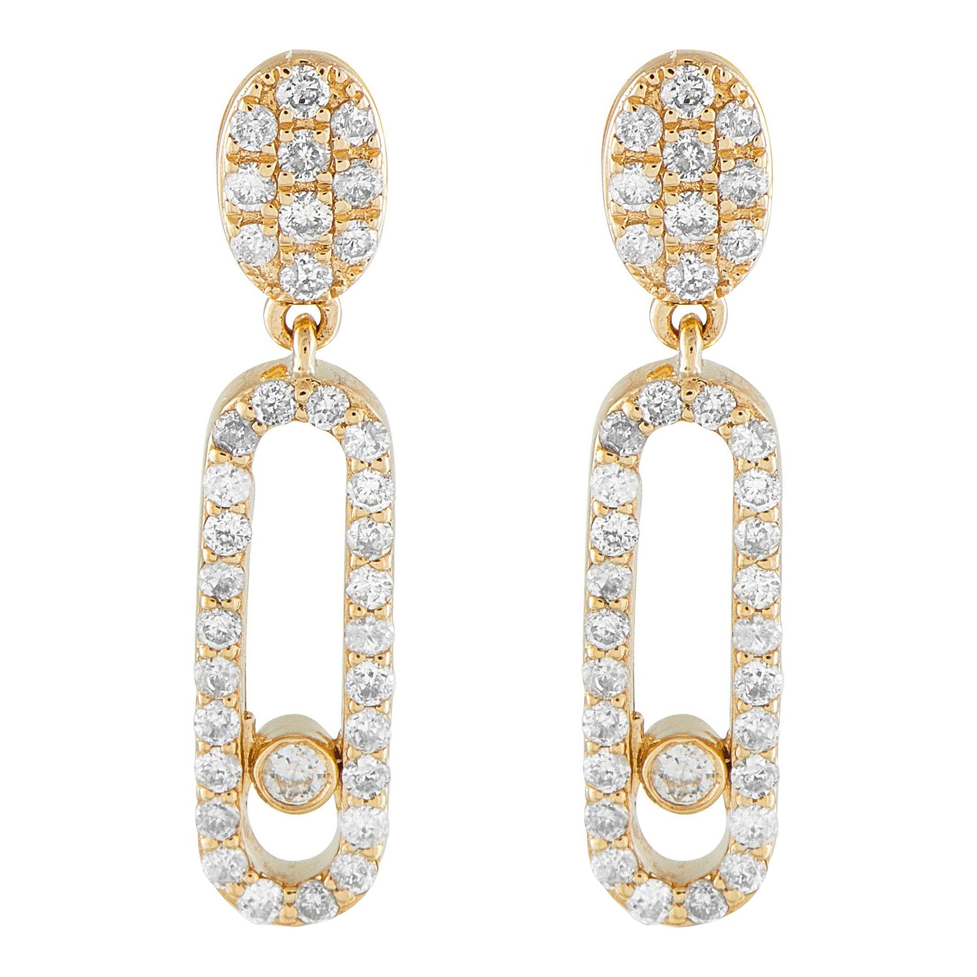 Orecchini a goccia in oro giallo 14K con diamanti 0,50ct ER29664 in vendita