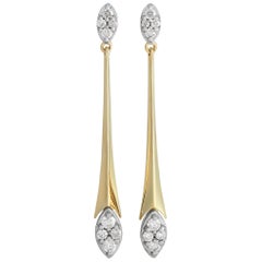 Pendants d'oreilles marquise ER28288 en or jaune 14 carats avec diamants 0,50 carat