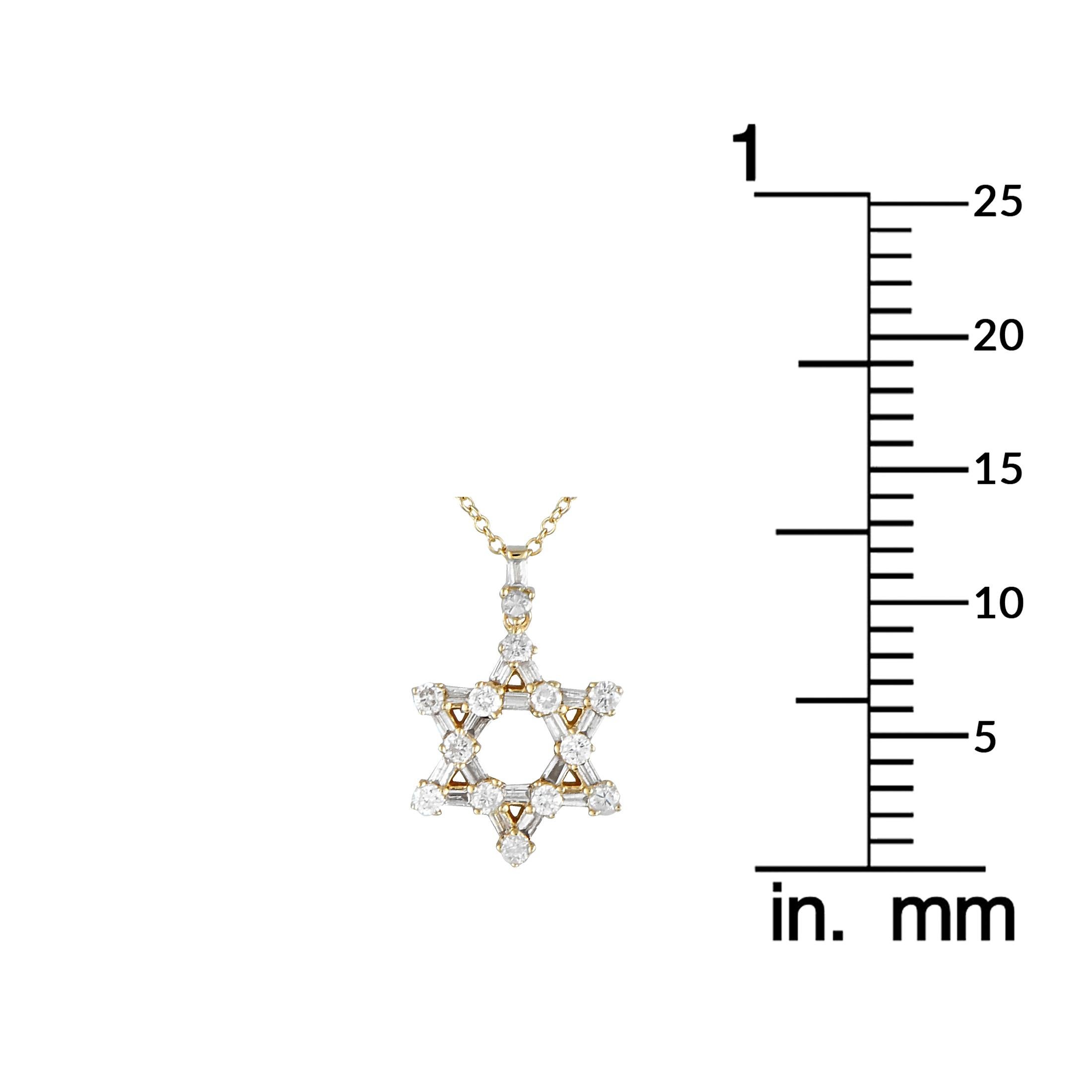 14K Yellow Gold 0.50ct Diamond Star of David Necklace In New Condition For Sale In Southampton, PA