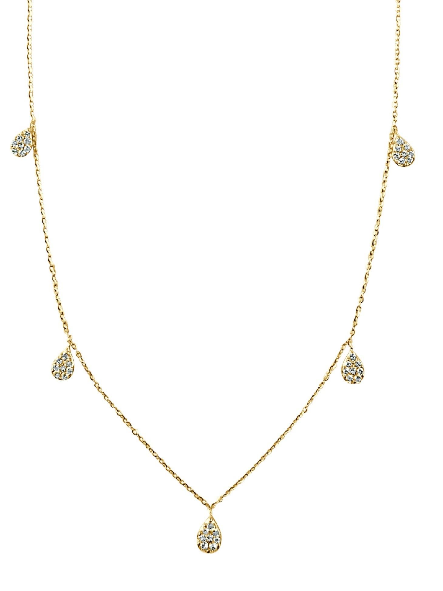 Contemporary 14K Yellow Gold 0.50ct Diamond Station Necklace for Her For Sale