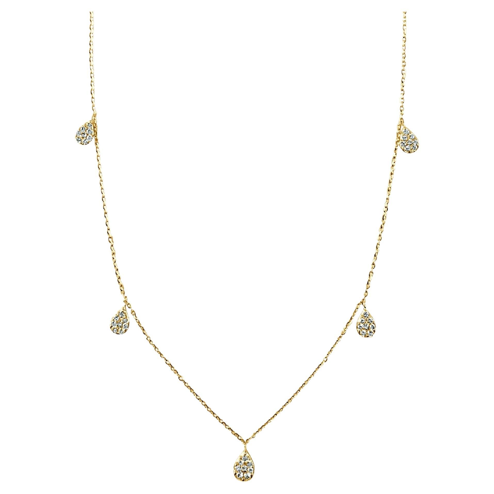 14K Yellow Gold 0.50ct Diamond Station Necklace for Her