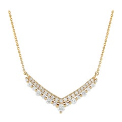 14K Yellow Gold 0.50ct Diamond V-Shaped Pendant Necklace PN16159-Y