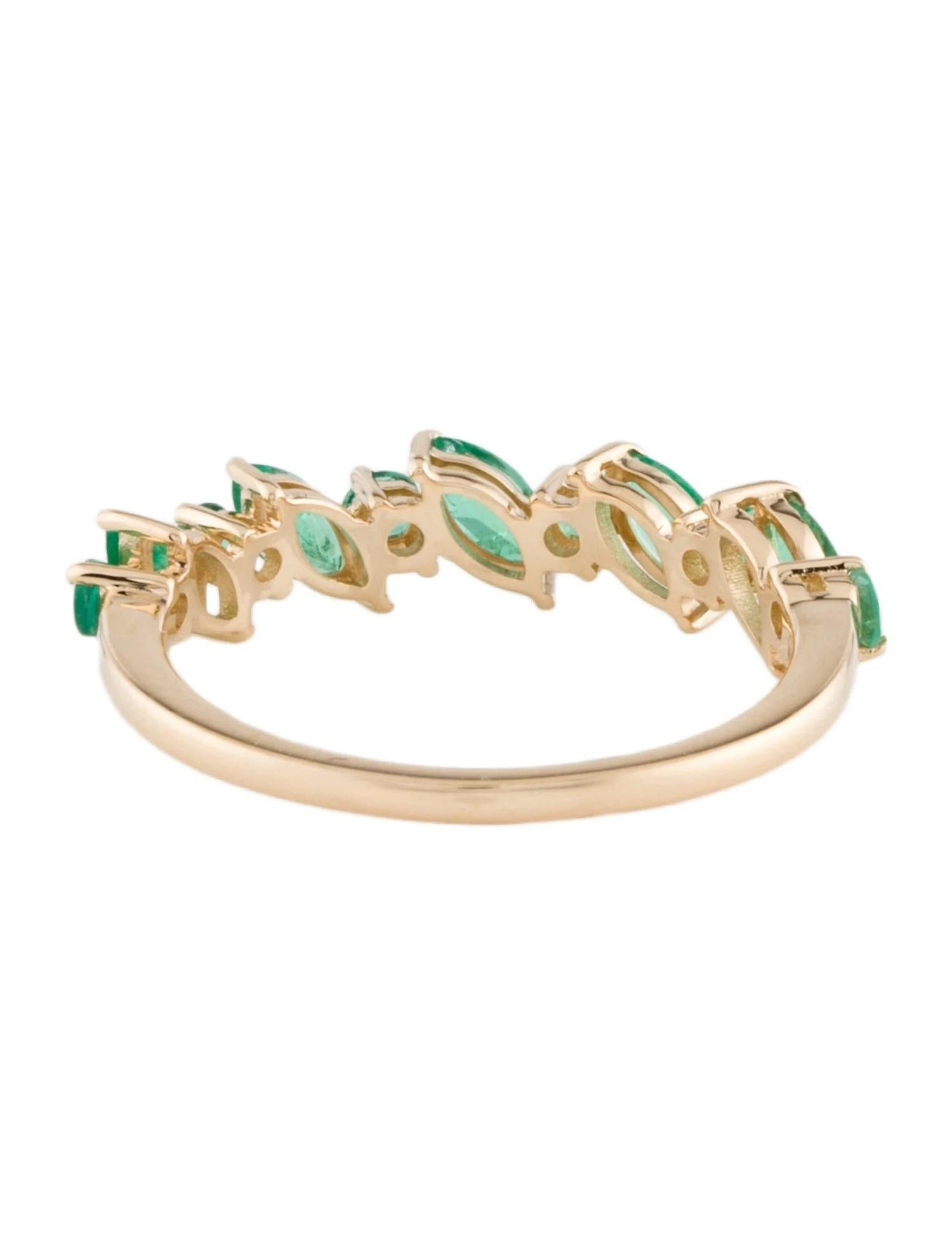 Marquise Cut 14K Yellow Gold 0.50ct Marquise Emerald Band Ring, Size 7,  Marquise Modified Br For Sale