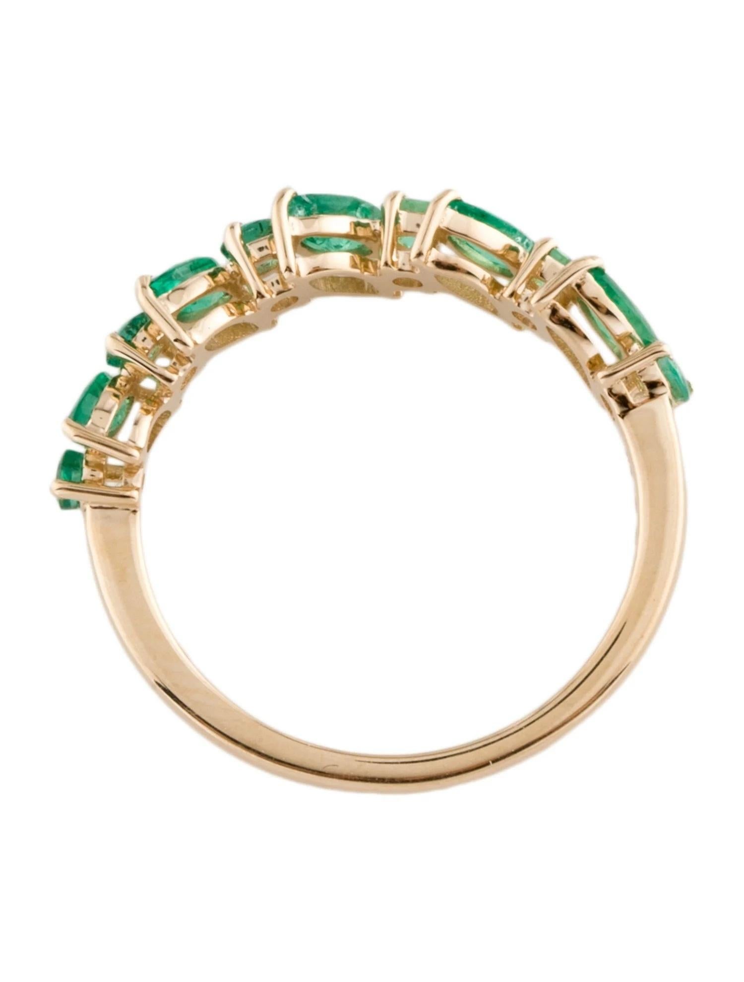 14K Yellow Gold 0.50ct Marquise Emerald Band Ring, Size 7,  Marquise Modified Br In New Condition For Sale In Holtsville, NY