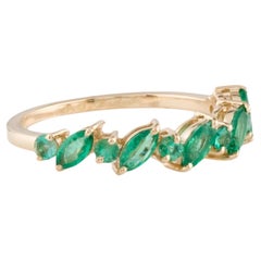 14K Yellow Gold 0.50ct Marquise Emerald Band Ring, Size 7,  Marquise Modified Br