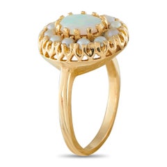 14K Yellow Gold 0.50ct Opal and Pearl Cluster Ring MF36-062526