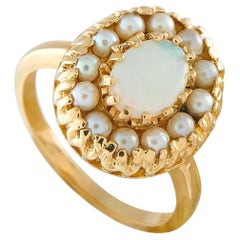 14K Yellow Gold 0.50ct Opal and Pearl Cluster Ring MF36-062526