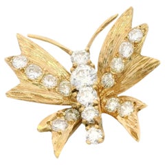 14k Yellow Gold 0.50cttw. White Diamond Butterfly Pendant