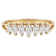 14k Yellow Gold 0.50ctw Marquise Diamond Pyramid 7 Stone Band Ring