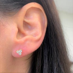 14K Yellow Gold 0.51 Carat Diamond 3 Stone Earring