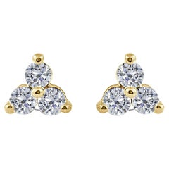 14K Yellow Gold 0.51 Carat Diamond 3 Stone Earring
