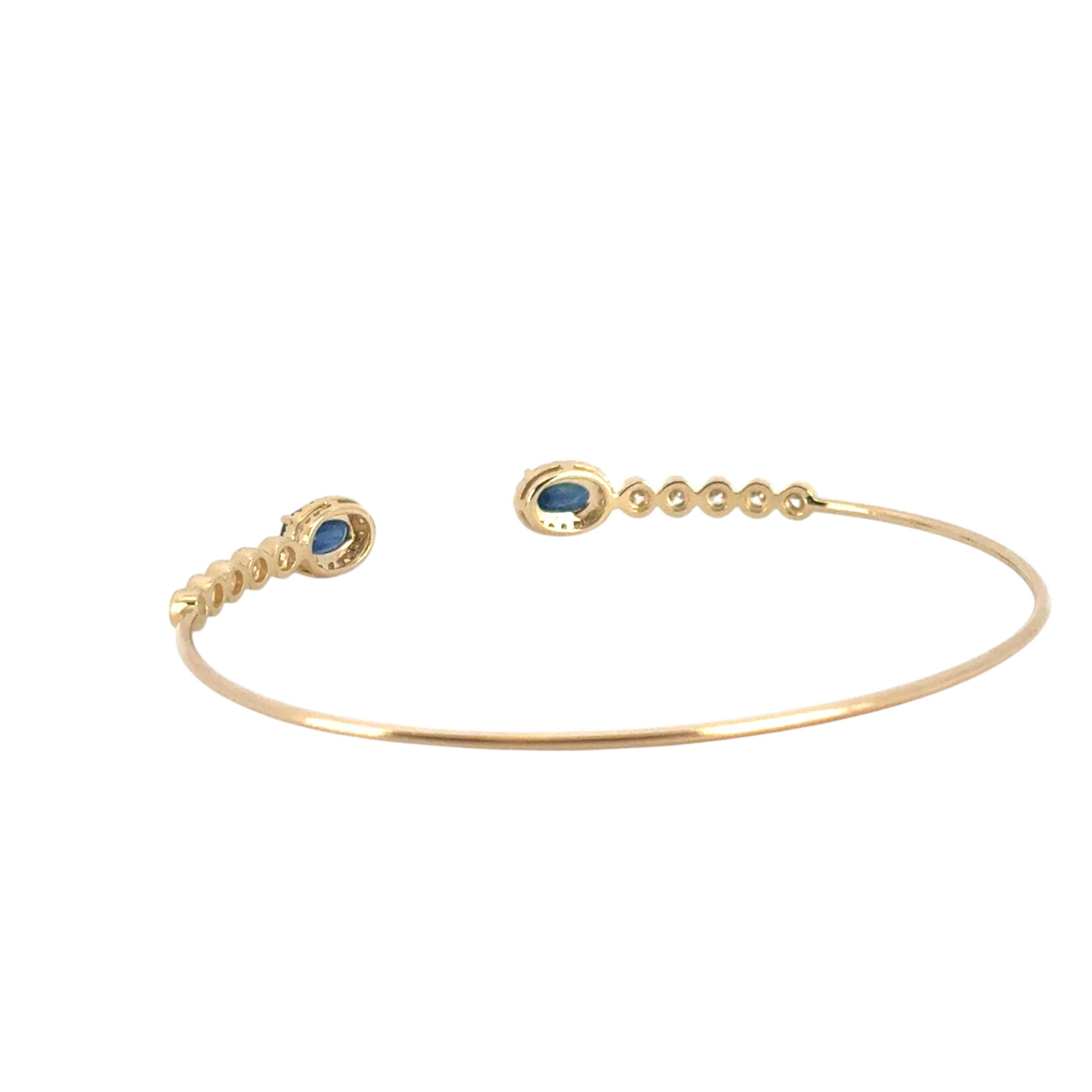 Bracelet en or jaune 14k 0.53ctw diamant rond brillant et 1.30ctw saphir en vente 4