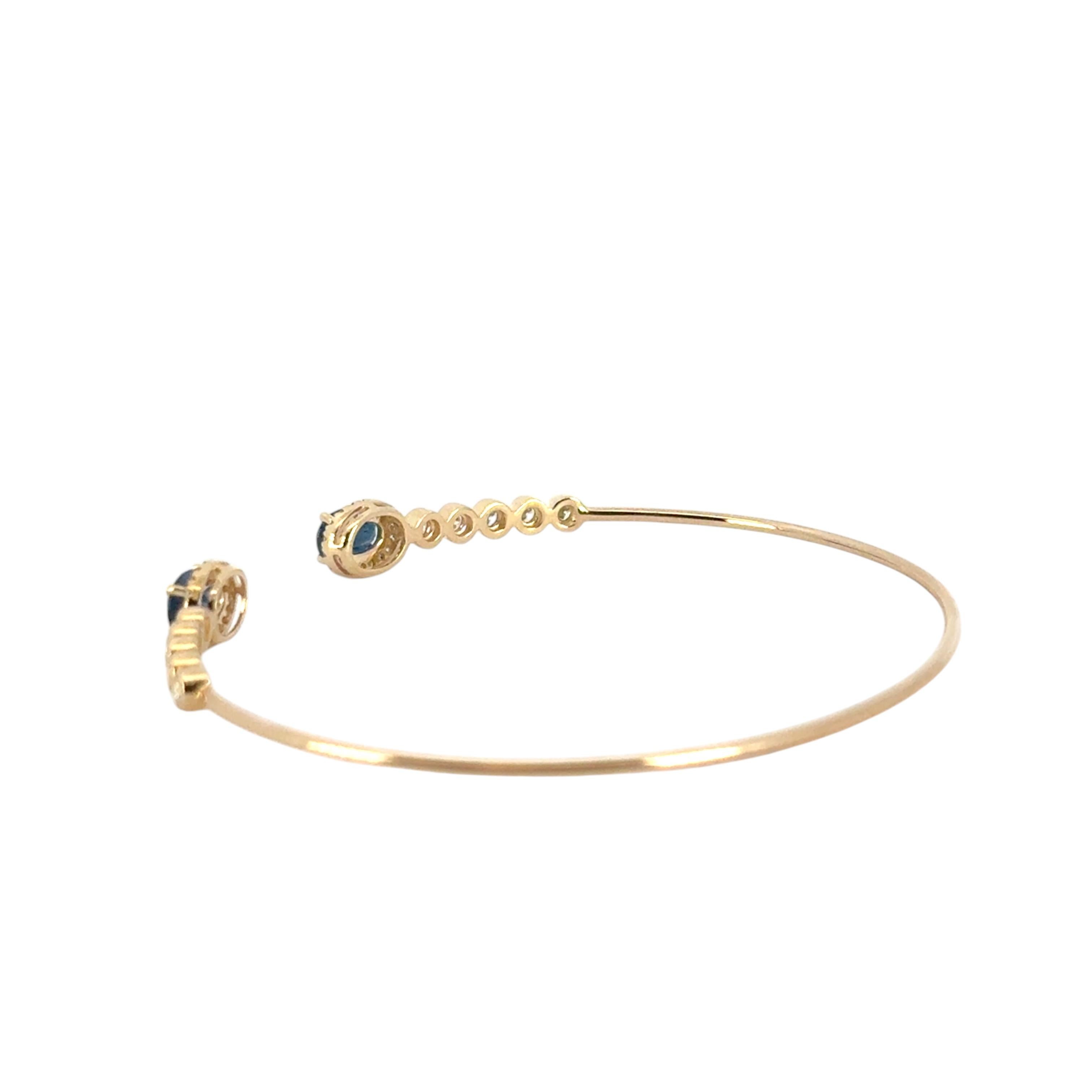 Bracelet en or jaune 14k 0.53ctw diamant rond brillant et 1.30ctw saphir en vente 5