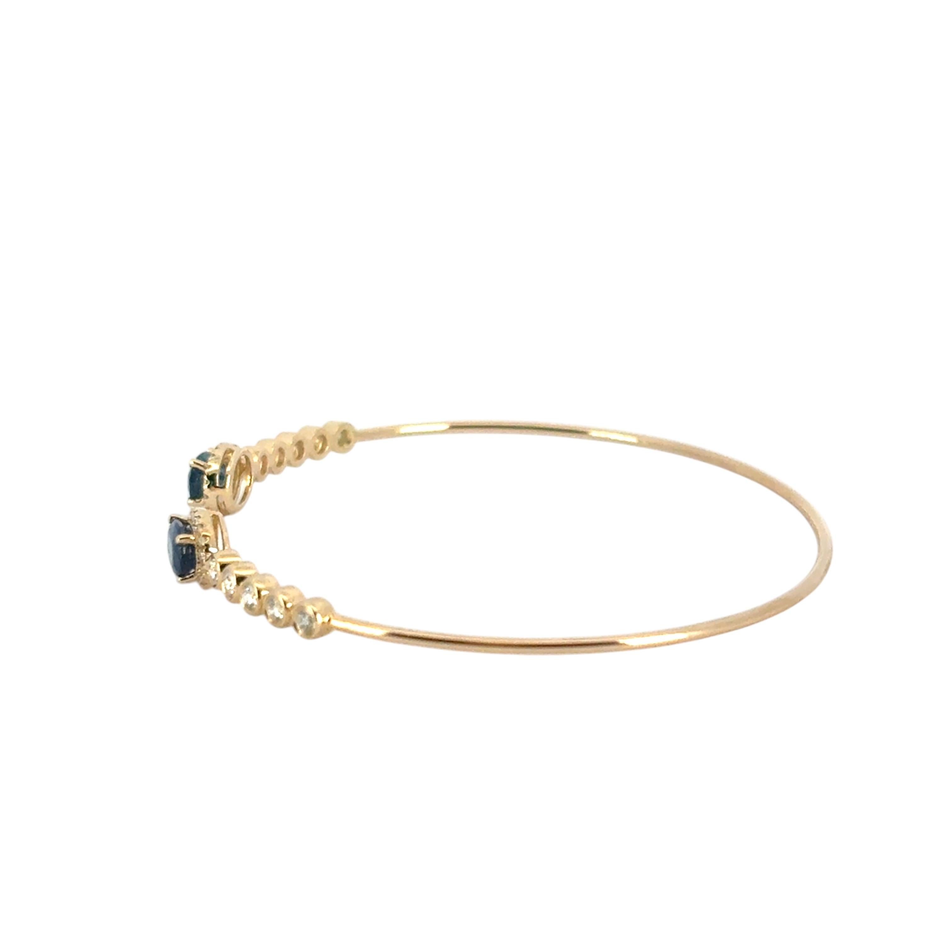 Bracelet en or jaune 14k 0.53ctw diamant rond brillant et 1.30ctw saphir en vente 6
