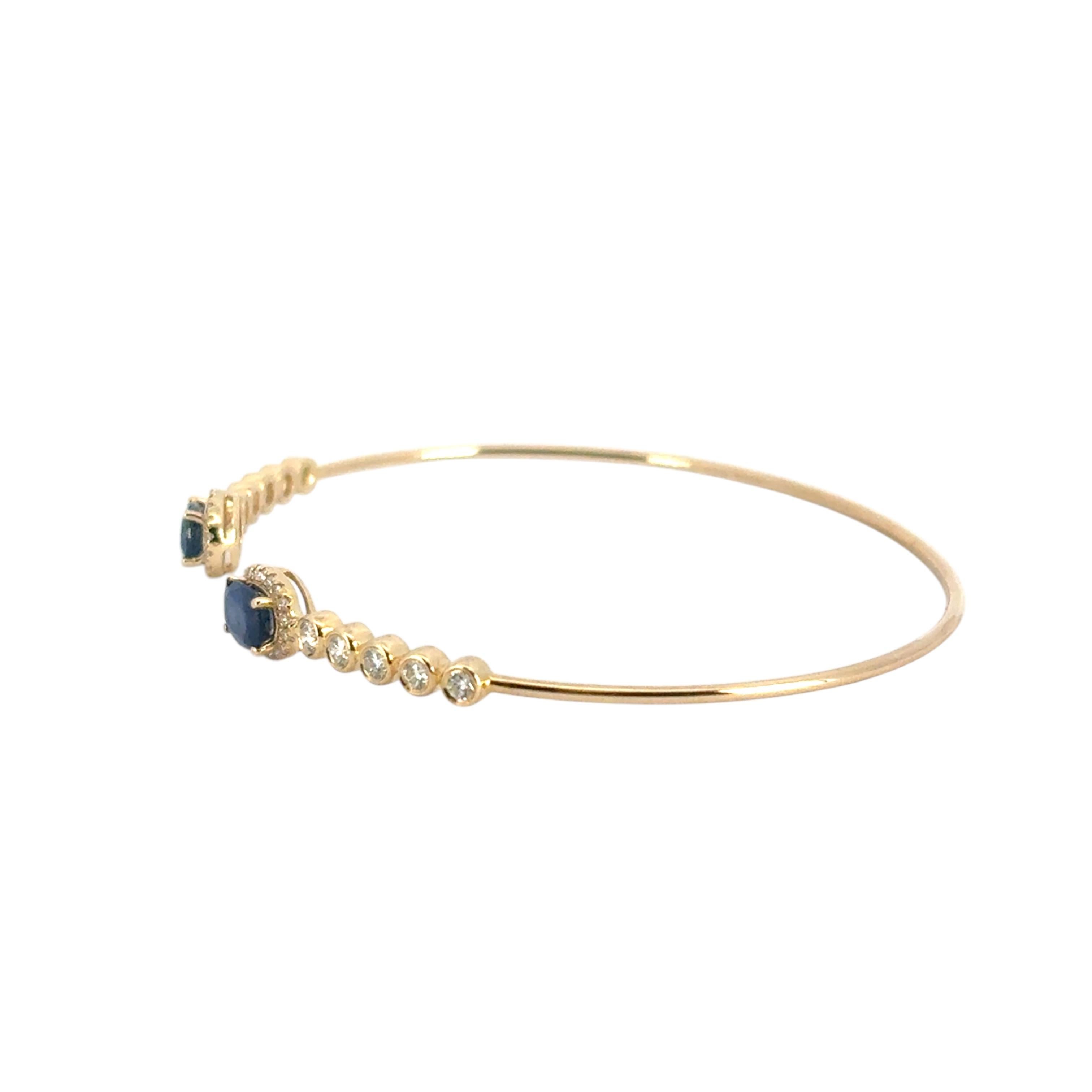 Bracelet en or jaune 14k 0.53ctw diamant rond brillant et 1.30ctw saphir en vente 7