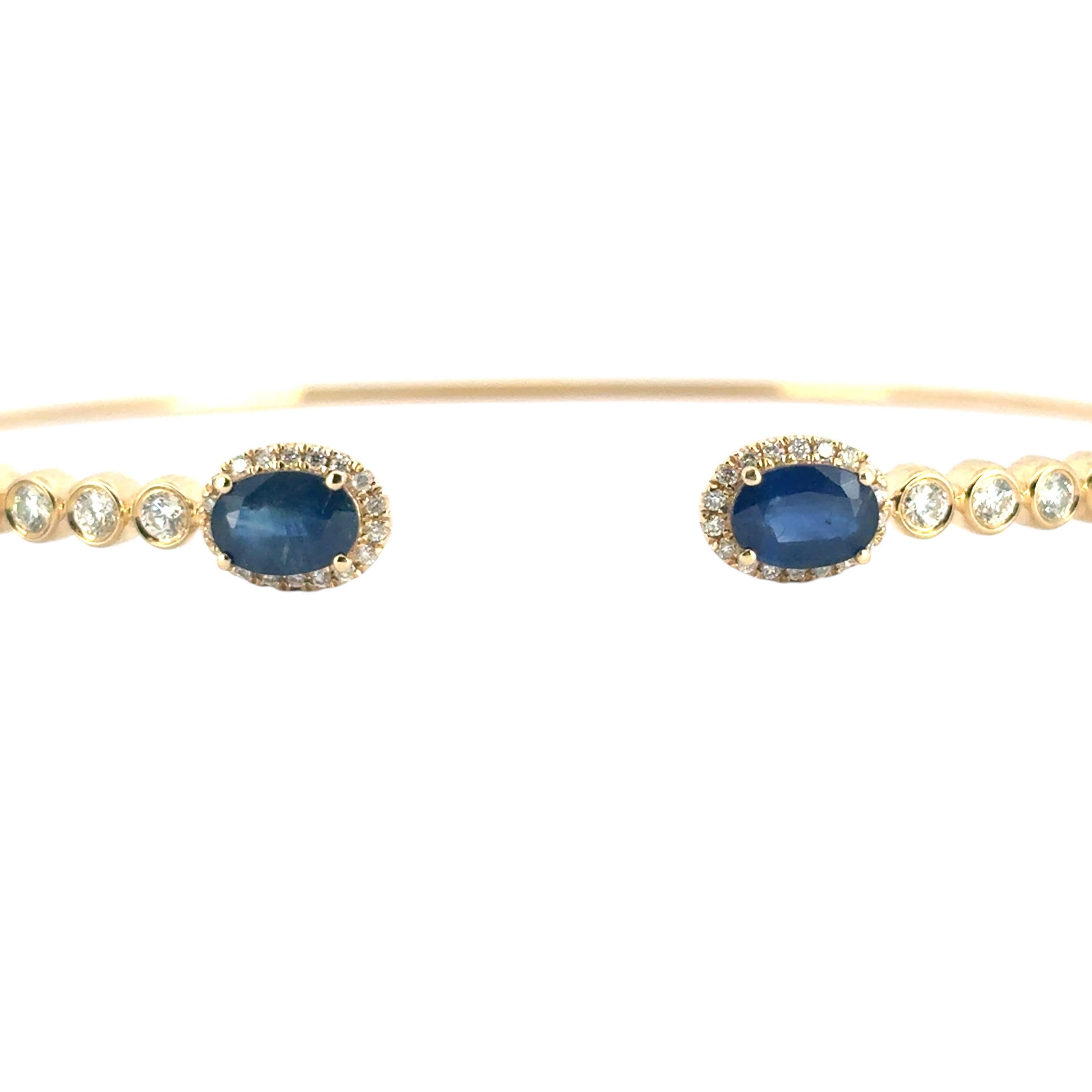Bracelet en or jaune 14k 0.53ctw diamant rond brillant et 1.30ctw saphir en vente 11