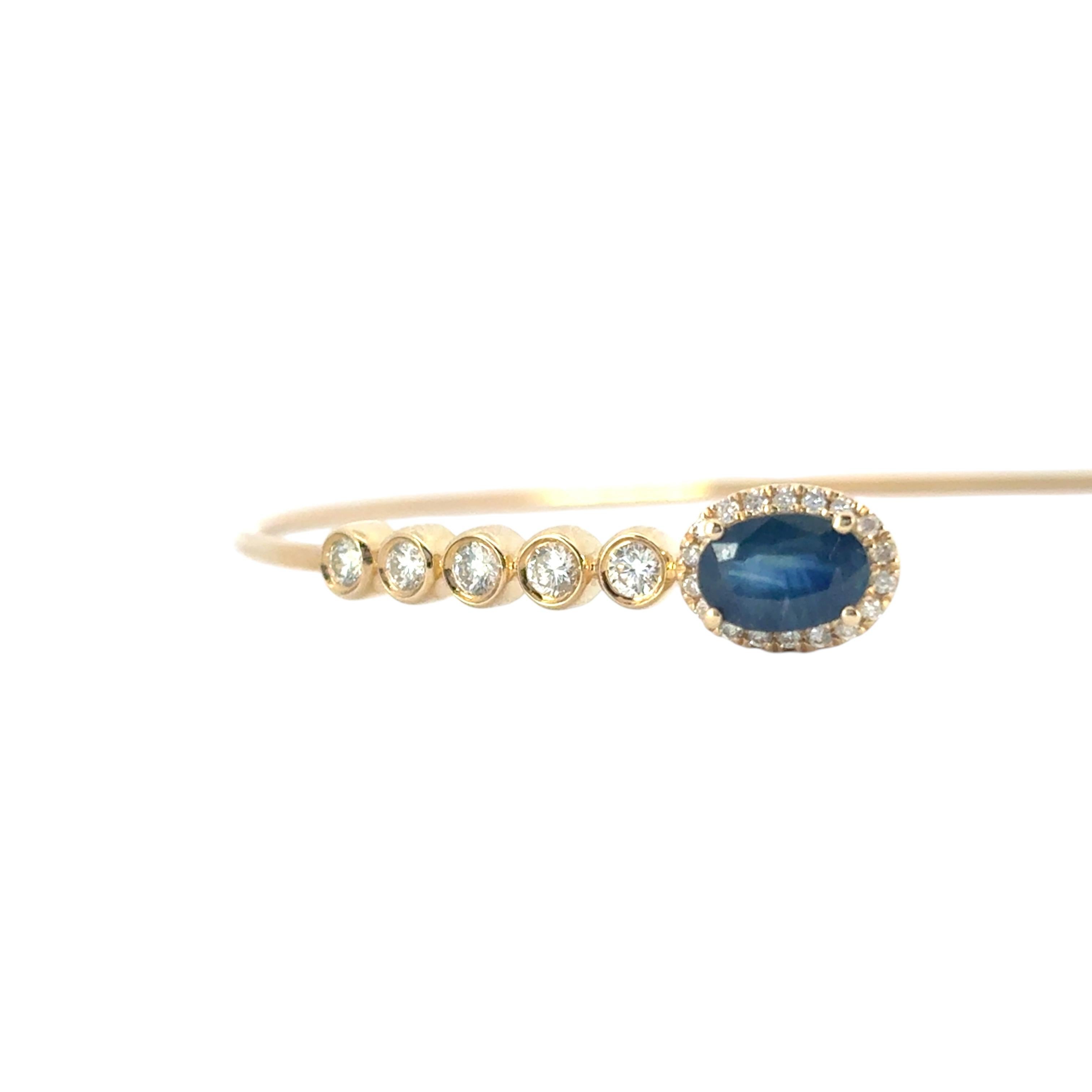Bracelet en or jaune 14k 0.53ctw diamant rond brillant et 1.30ctw saphir en vente 12
