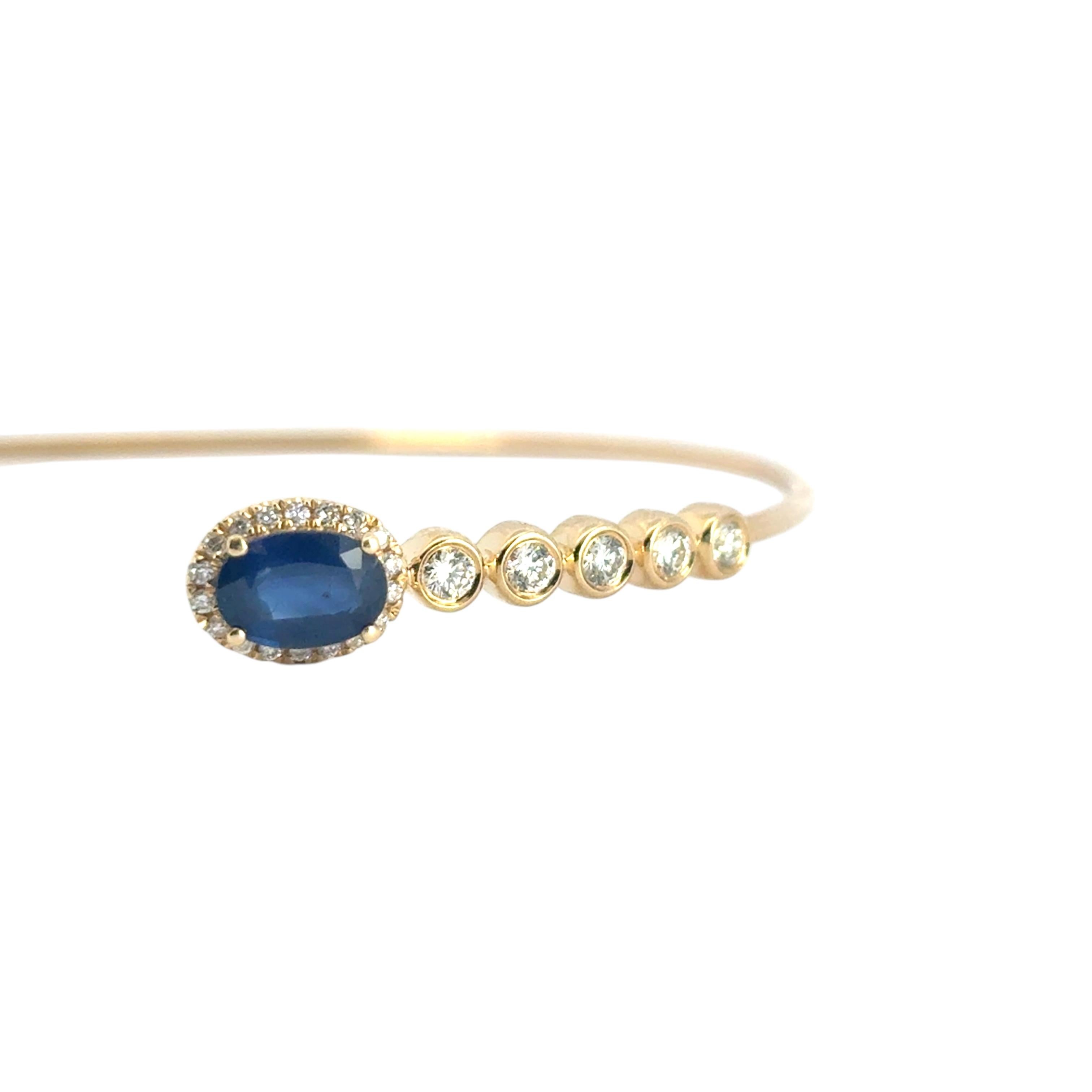 Bracelet en or jaune 14k 0.53ctw diamant rond brillant et 1.30ctw saphir en vente 13