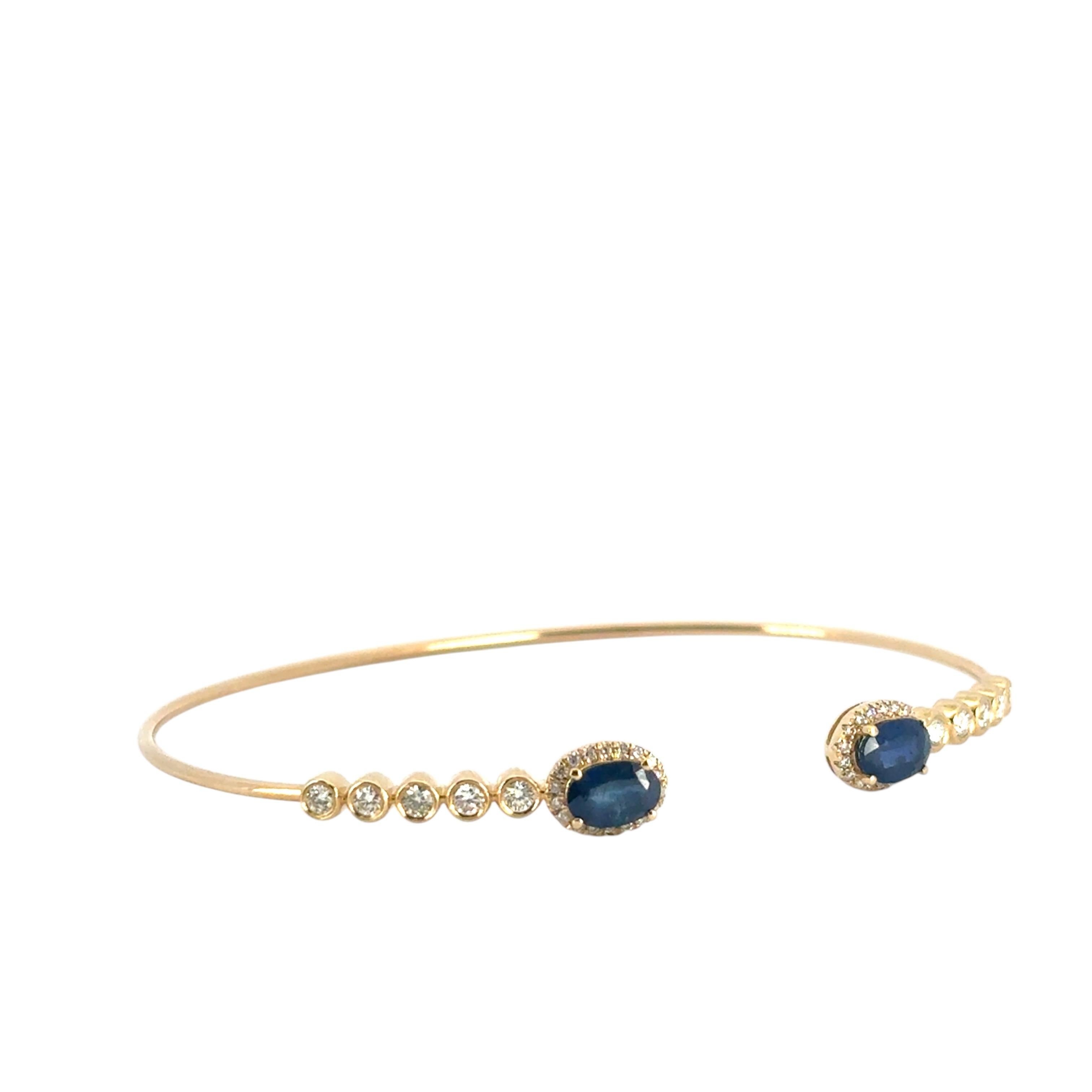 Moderne Bracelet en or jaune 14k 0.53ctw diamant rond brillant et 1.30ctw saphir en vente